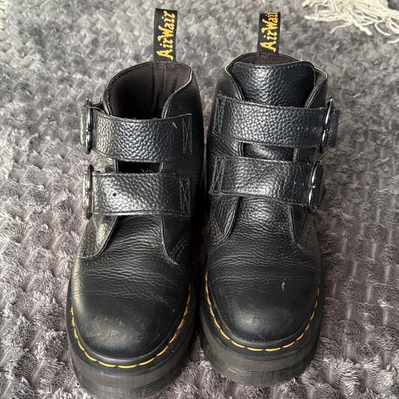 Dr. Martens Black Leather Platform Ankle Boots with Heart Buckles - Picture 5 of 5